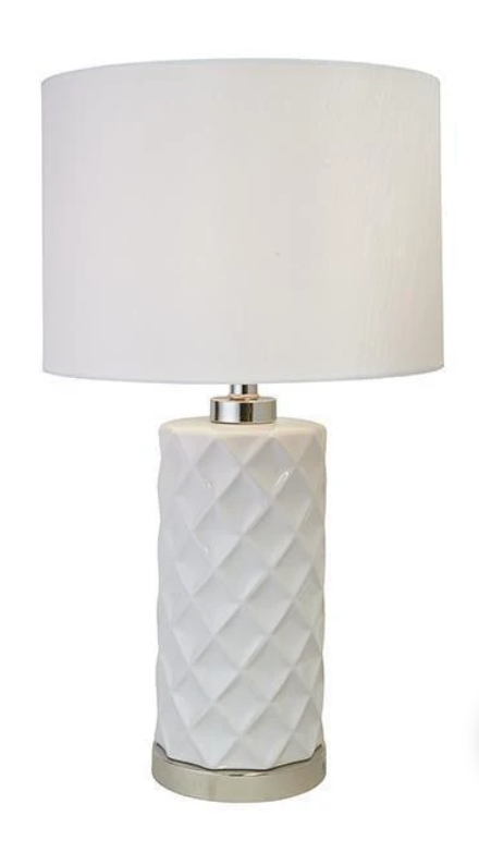 Sorrento White Table Lamp with White Linen Shade