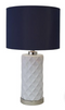 Sorrento White Table Lamp with Navy Linen Shade