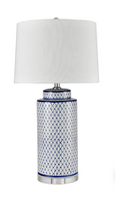 Santorini Blue Table Lamp with White Linen Shade
