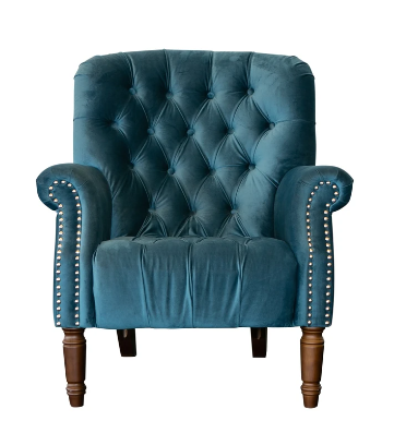 New York Blue Velvet Arm Chair