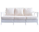 Resort Bamboo and Rattan White Washed  3 Seater Sofa Linen/Cotton