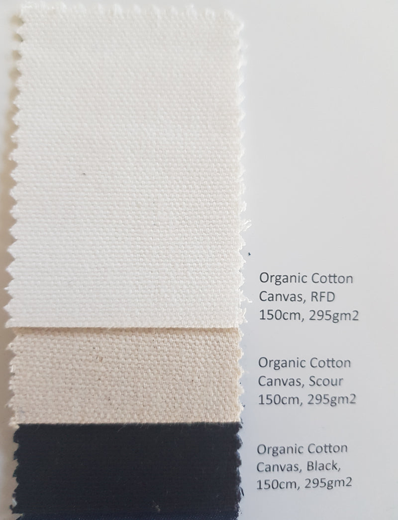 Organic Cotton Canvas 150cm Available in White, Natural and Black