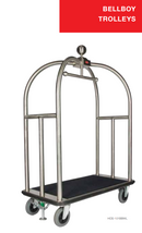5 Star Hotel Trolley Available in Brushed Gold, Silver & Black - Bellboy Luggage Trolley Large