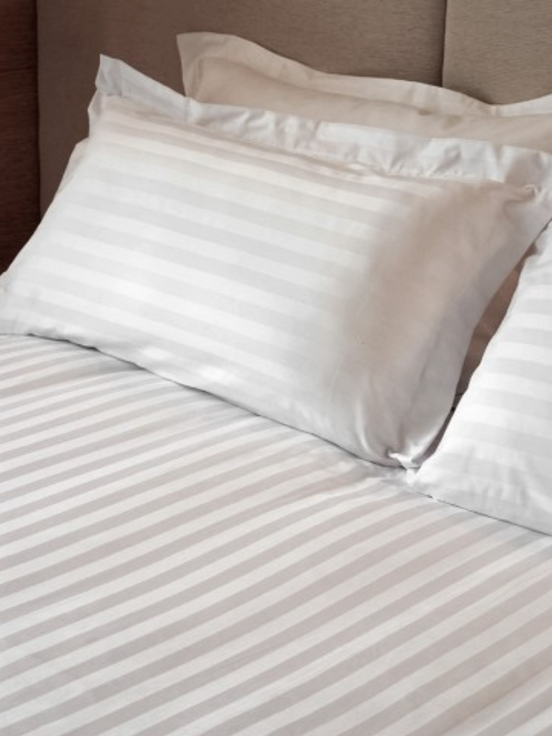 Satin Stripe Quilt Cover Sets - White