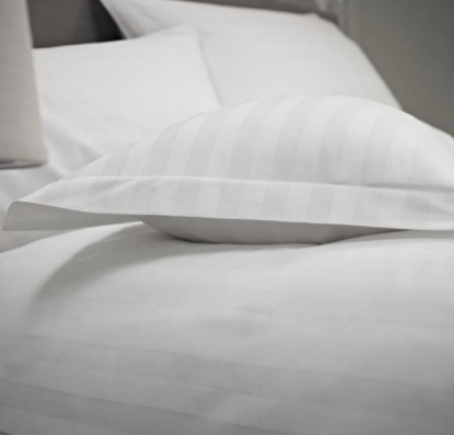 Satin Stripe Flat Sheets or Pillowcases - White