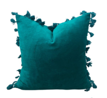 Velvet Teal Cushion Cover with Tassals 40x40cm