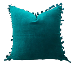 Velvet Teal Cushion Cover with Tassals 60x60cm