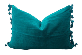 Velvet Teal Cushion Cover with Tassals 40x55cm