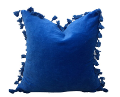 Velvet Royal Blue Cushion Cover with Tassals 40x40cm