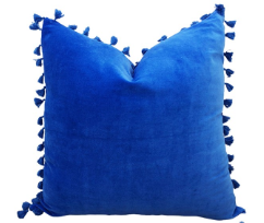 Velvet Royal Blue Cushion Cover with Tassals 60x60cm