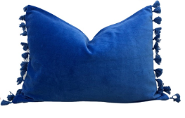 Velvet Royal Blue Cushion Cover with Tassals 40x55cm