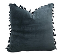 Velvet Charcoal Cushion Cover with Tassals 60x60cm