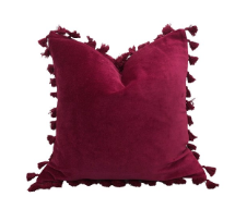 Velvet Majenta Cushion Cover with Tassals 40x40cm