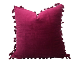 Velvet Majenta Cushion Cover with Tassals 60x60cm
