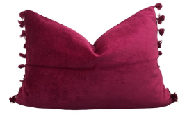 Velvet Majenta Cushion Cover with Tassals 40x55cm