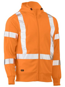 X Taped Rail Orange Hi Vis Zip Front Fleece Hoodie For Men