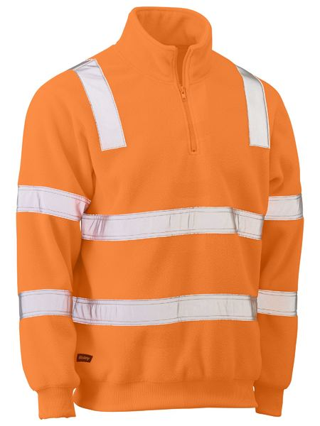 Taped Rail Orange Hi Vis Polar Fleece Jumper For Men