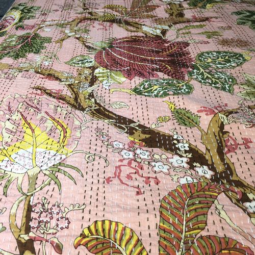 Kantha Quilt Wild Tree Peach