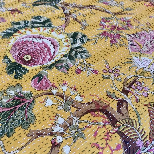 Kantha Quilt Wild Tree Mustard