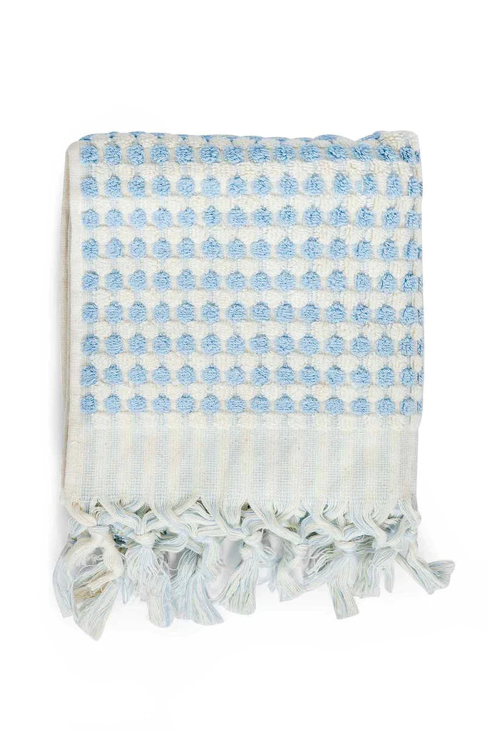 Pompom Turkish Cotton Hand Towel - Pale Blue