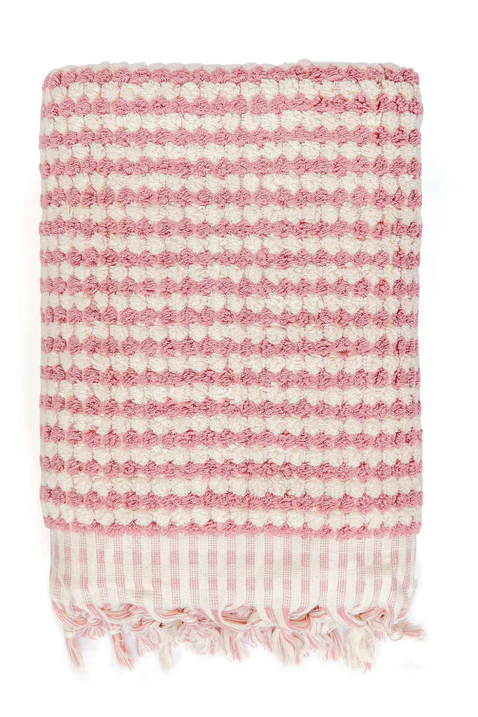 Pompom Turkish Cotton Bath Sheet - Pink Clay