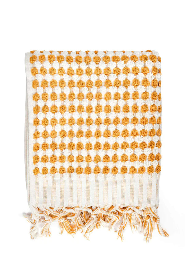 Pompom Turkish Cotton Hand Towel - Mustard