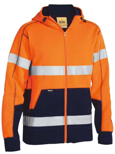 Taped Hi Vis Zip Fleece Hoodie With Sherpa Lining For Men