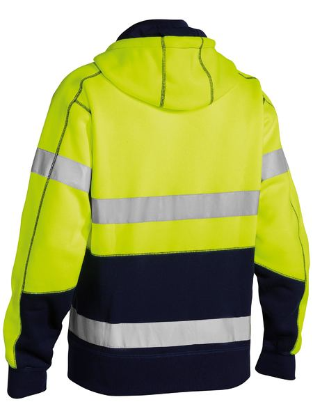 Taped Hi Vis Zip Fleece Hoodie With Sherpa Lining For Men