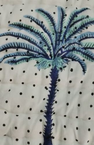 Aqua Palm Tree Dotted Quilt