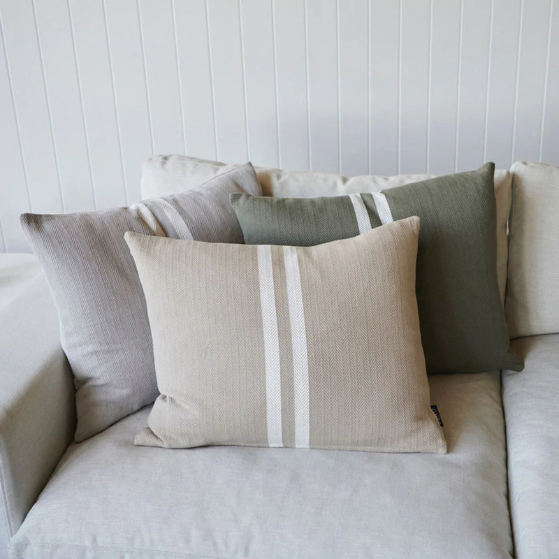 Simpatico Cushion - Khaki/White