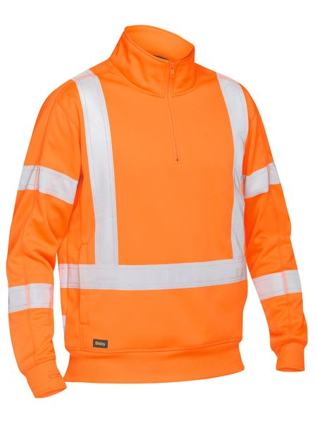 X Taped Rail Orange Hi Vis 1/4 Zip Pullover For Men