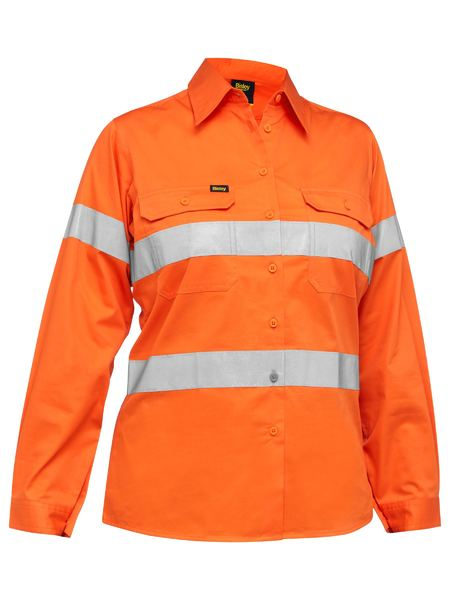 Womens Orange Taped Lightweight Drill Shirt