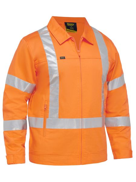 X Taped Orange Drill Jacket For Men