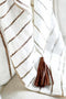 Rock Pool Linen Throw - White w' Natural Stripe