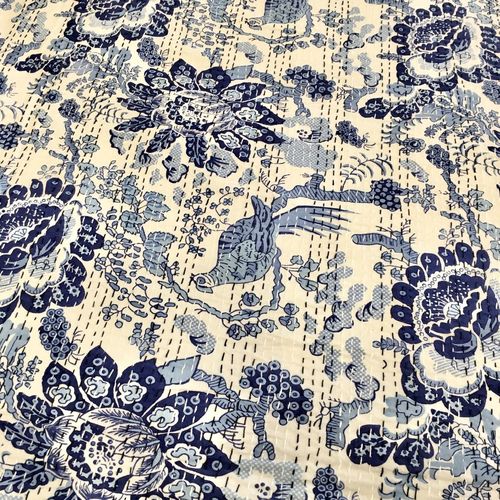 Kantha Quilt Parrot Blue