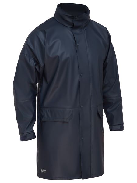 Navy Stretch PU Rain Coat- Unisex