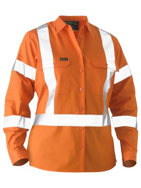 Womens Orange X Taped Recycled Drill Shirt