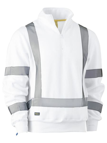X Taped White 1/4 Zip Pullover For Men