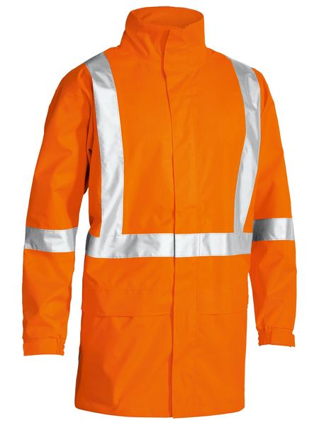 X Taped Orange Rain Shell Jacket For Men