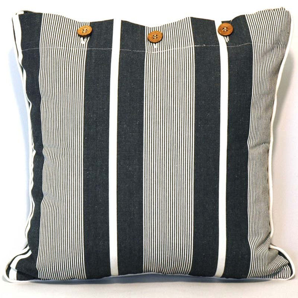 Charcoal White Stripe Cushion Cover