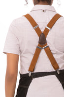 Berkeley Petite Bib Apron Black + Cross Back Suspenders Desert Sand