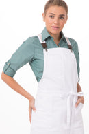 Berkeley Petite Bib Apron White + Cross Back Suspenders White/Khaki