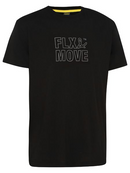 A black coloured work tee for men with ribbed neck style. It is made up of lightweight and airy cotton fabric for ease of movement and comfort.