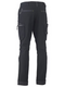 A black coloured zip cargo pants for men with a curved waistband. It has contrast coloured knee patches and multifunctional pockets. Made up of a mixture of cotton, nylon and spandex to provide maximum comfort.