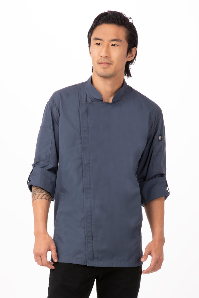 Hartford Single Breasted Cool Vent Chef Jacket Blue