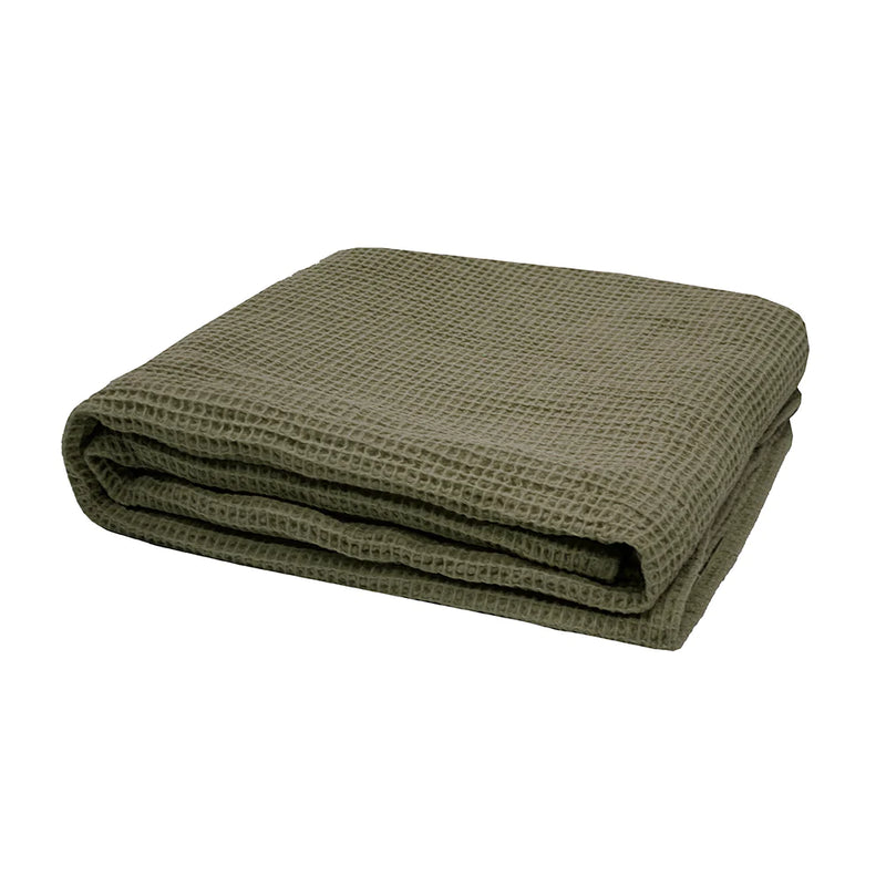 Deluxe Waffle Throw - Olive