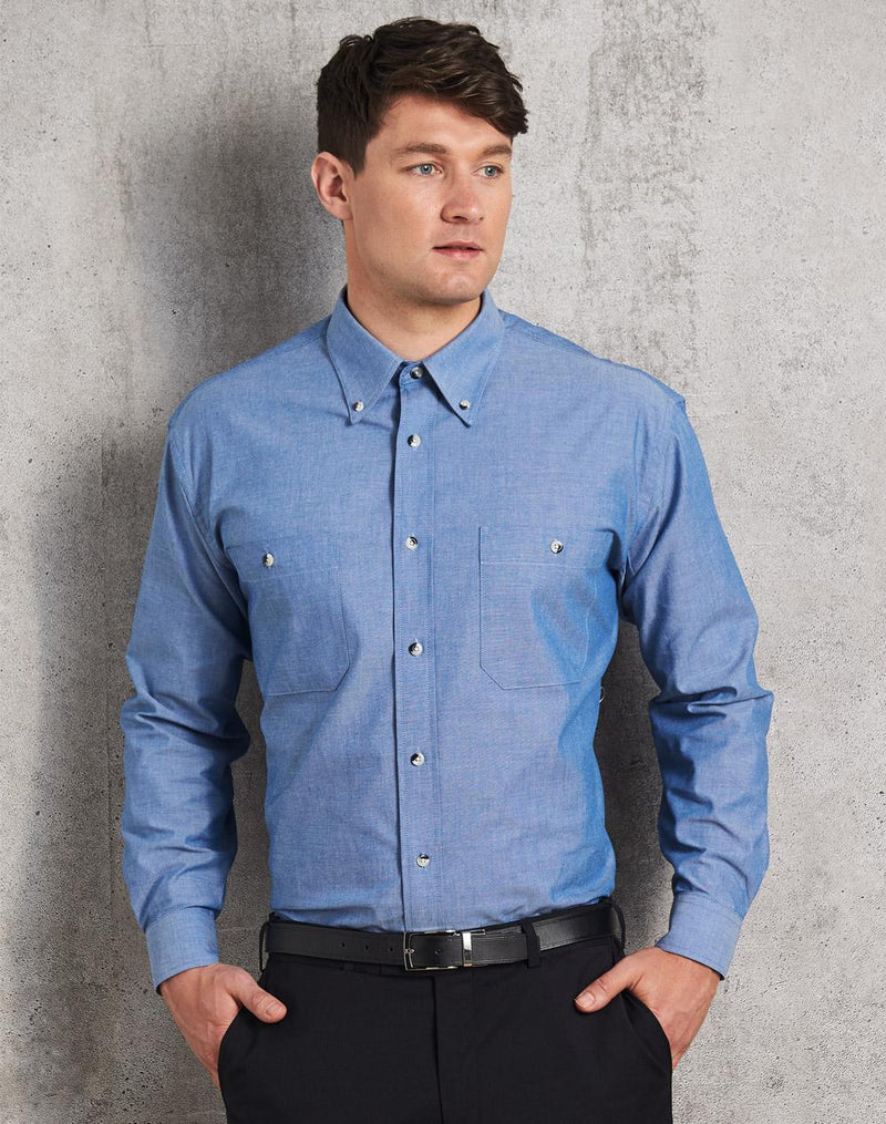 Mens Chambray Shirt- Long Sleeve