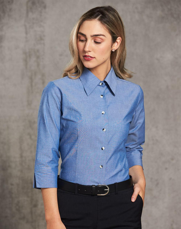 Chambray Shirt For Women - 3/4 Sleeve