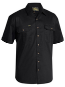 A black coloured shirt for men with collared button down closure. It has two button open chest pockets with pleat detailing. Made up of comfortable and lightweight fabric.