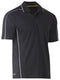 A charcoal coloured polo tee for men with reflective piping detail. It comes with a ribbed collar and side panels. Made up of breathable and airy polyester fabric ideal for people with active jobs.